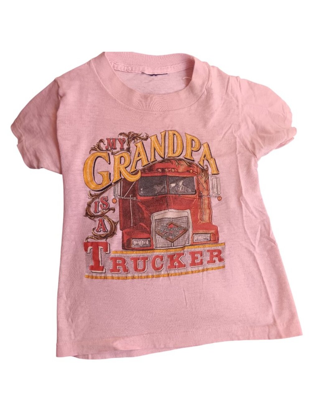 True Vintage Girls T-shirt 5T 1980's Grandpa Is A Trucker Pink Effingham Illinoi
